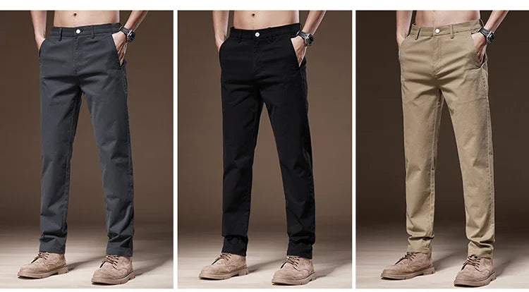 Business Casual Trousers Men's 2024 Autumn New Men's Clothes Work Pants Male Formal Dress Straight Pants Black Gray Khaki