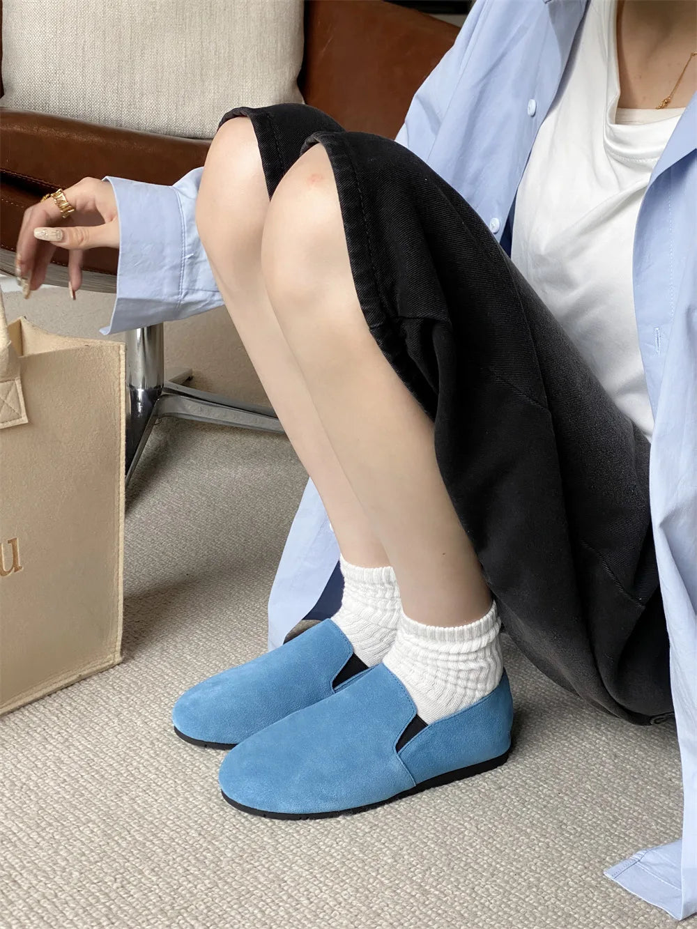 Women's Flat Shoes 2025 New Style Sports Shoes Women's Leather Casual Loafers Women Work Shoes Comfortable for Work Flats