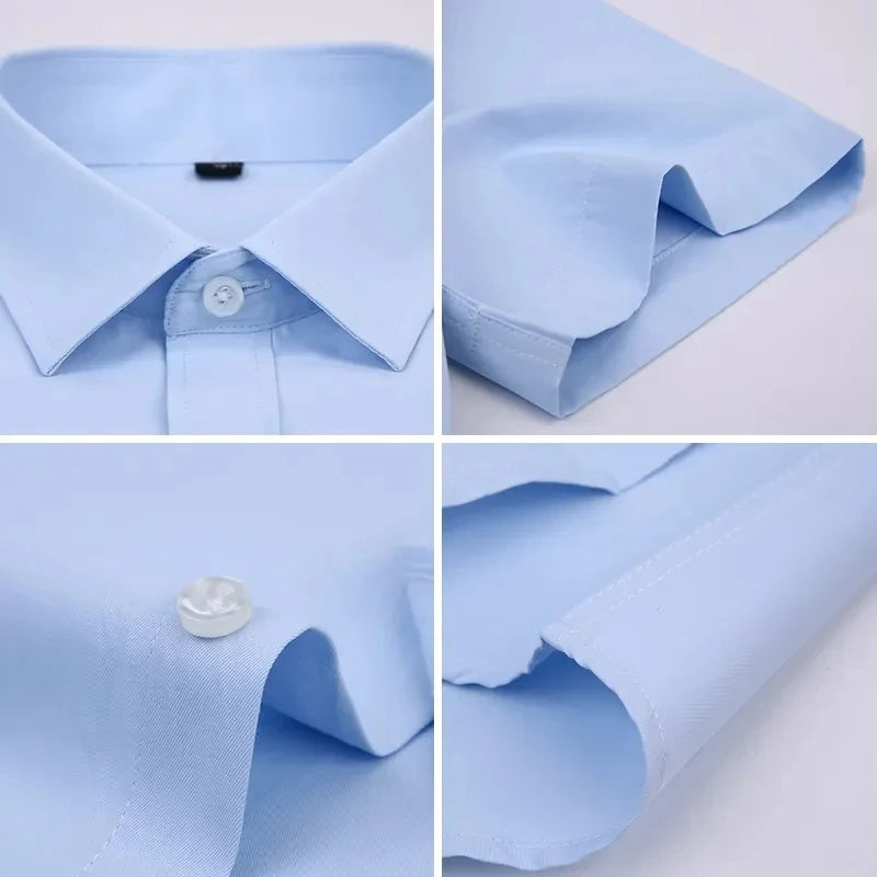Lynett Lamar Men's Short Sleeve Business Dress Shirt — Solid Formal Office Casual S–7XL