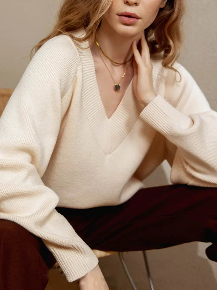 Fashion Sweater Woman Winter 2025 Vintage Oversize Sweaters Female Knitted Top V-neck Jumper Long Sleeve Autumn Women's Pulovers
