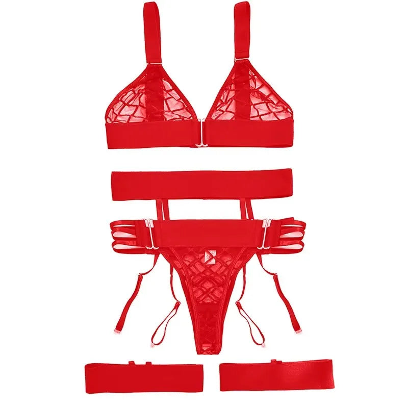 Sexy Transparent Bra and Panty Garters Lingerie Erotic Underwear Set for Women Sexy Sling Bra Brassiere Suit Temptation Costumes