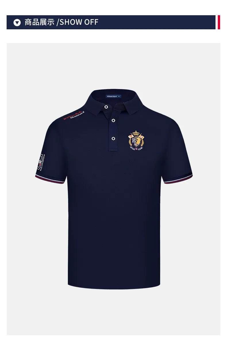 polo shirt men's short-sleeved men's clothes Summer men's business casual middle-aged dad shirt summer Paul shirt royal blue