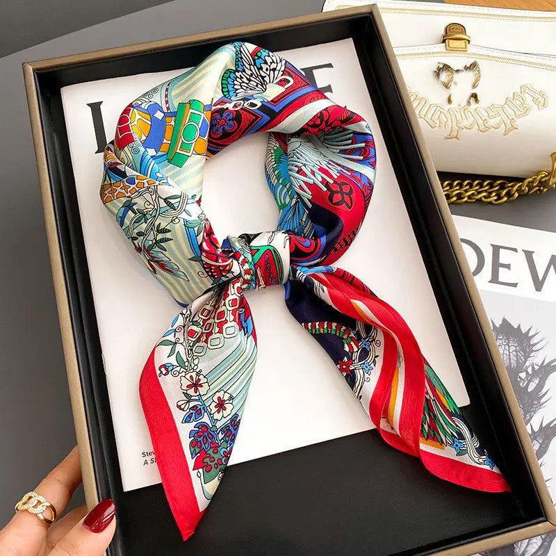 100% Silk Scarf Women Mulberry Luxury High Quality Square Fashion Print Hair Neckerchief Lady Shawl Wraps Hijab Bandana Scarves