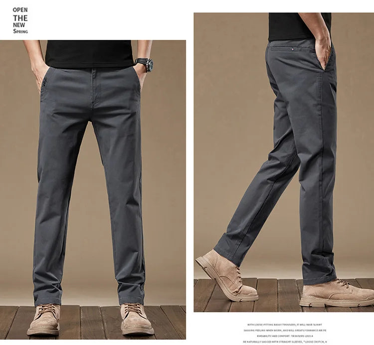 Business Casual Trousers Men's 2024 Autumn New Men's Clothes Work Pants Male Formal Dress Straight Pants Black Gray Khaki