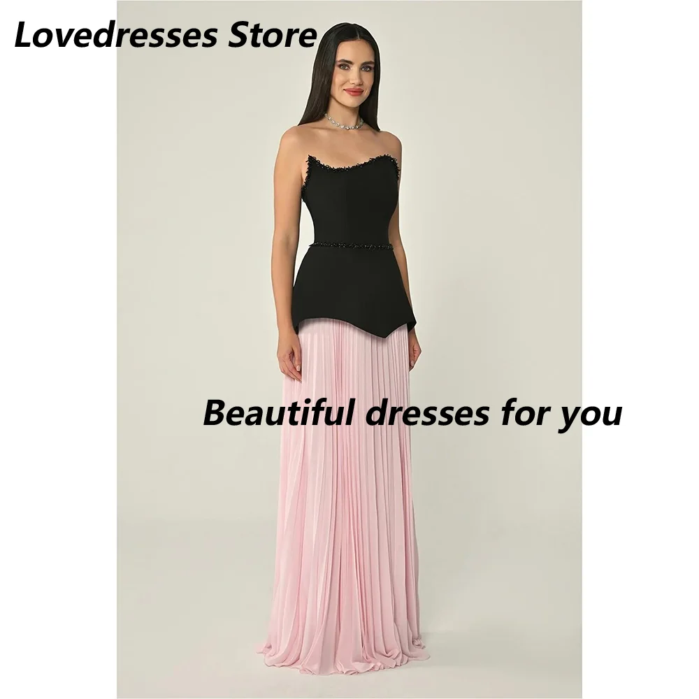 Elegant Wedding Guest Dress Contrast Color Wedding Party Dresses Ruched Chiffon A Line Strapless Party Dresses Woman Customized