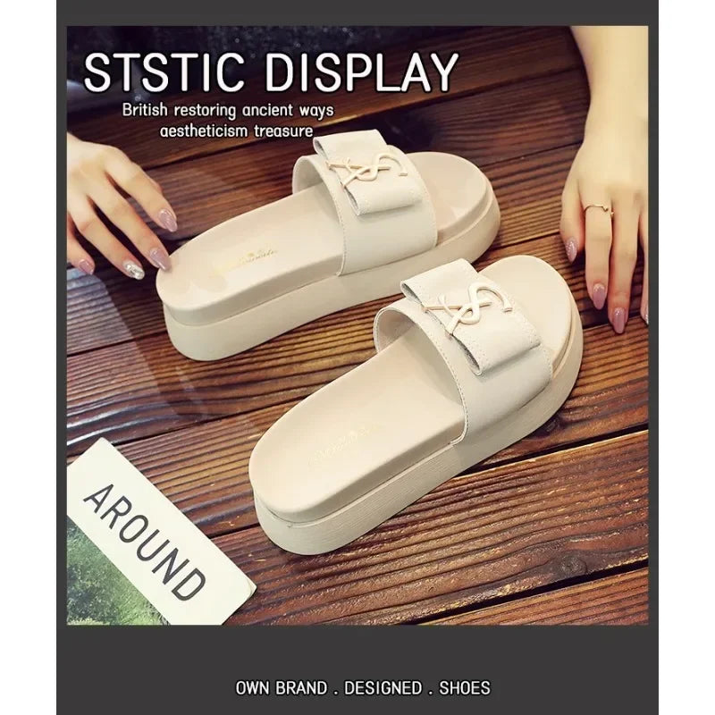 Slippers Summer Shoes Women Platform Design Slides Fashion Letters Ladies Shoes Casual Slipper Outside Non-slip Slippers Sandals