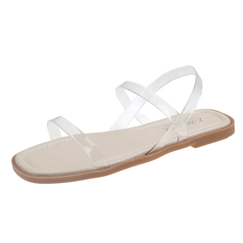 Transparent Flat Sandals Women Summer Shoes New Temperament Soft Bottom Slip on Ladies Shoes Casual Beach Sandalias De Mujer