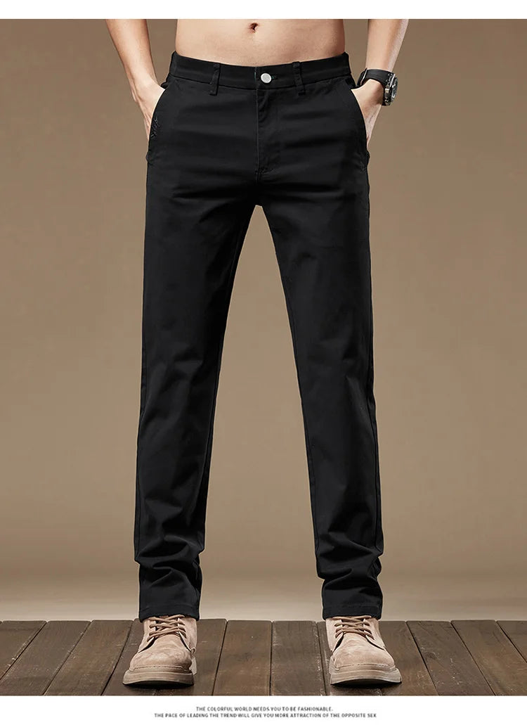 Business Casual Trousers Men's 2024 Autumn New Men's Clothes Work Pants Male Formal Dress Straight Pants Black Gray Khaki