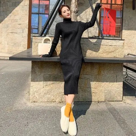 Dresses for Women Sexy Daring Long Clothes Knitted Woman Dress Turtleneck Robe Maxi Brown Bodycon Evening Crochet Harajuku Sale