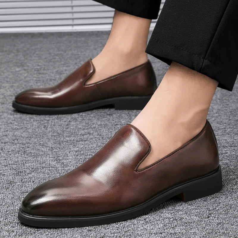 Red Sole Dress Shoes for Men Business Office Men Loafers Male Flats Driving Shoes Casual Moccasin Slip-On Wedding Leather Shoes