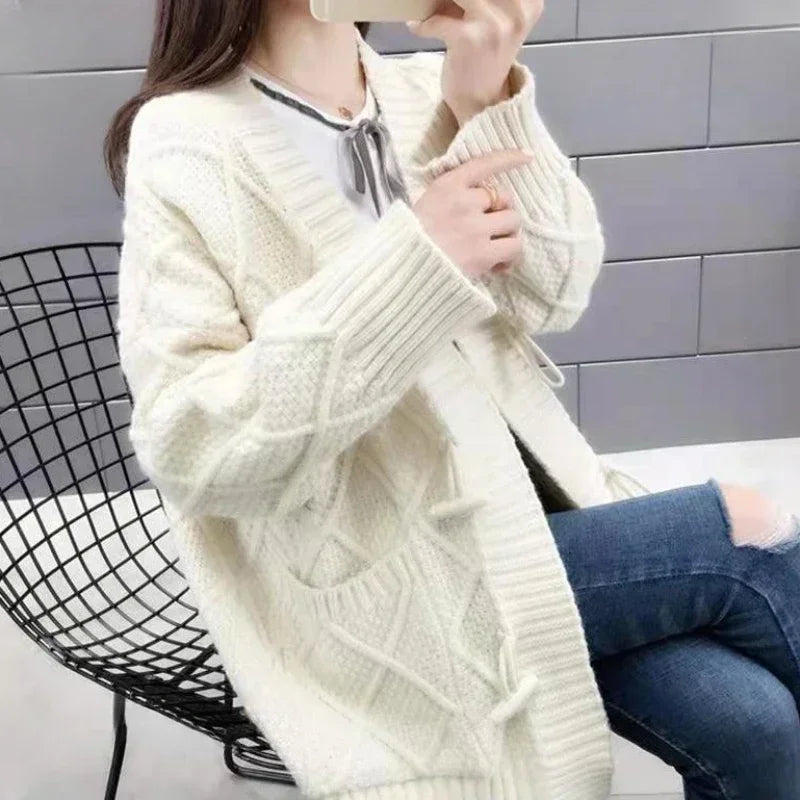 Women's Sweater Long Knit Tops For Woman Yellow Cardigan Autumn Winter 2025 New In Korean Luxury Cheap And High Quality Offers