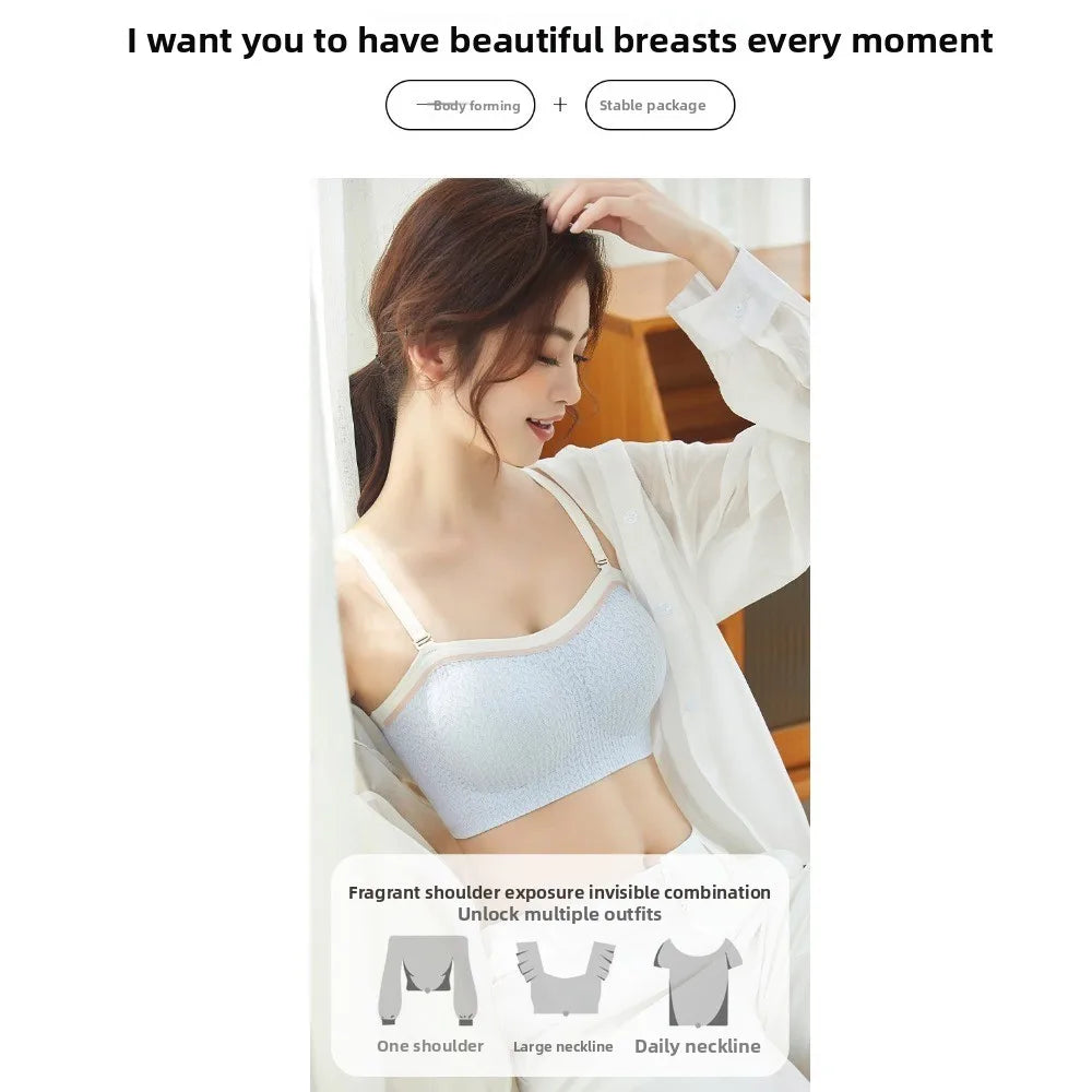 Lingerie Adjustable Wireless Bra Elastic Traceless Close-fitting Push Up Underwear Anti-sagging Gathered Breasts