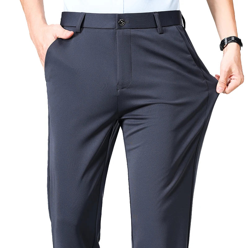Mens Formal Dress Pants  Business Casual Suit Pants Black Navy Elastic Wrinkle Resistant  Long Pants Daily Work Pants
