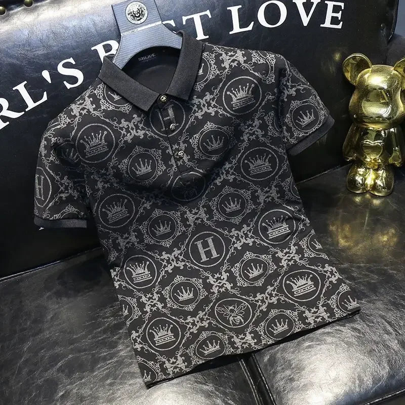 Polo Shirts Drawings T Shirt for Men Rock Top Alphabet Man with Collar Tee Quick-drying Casual Luxury Elegant Slim Fit Summer Xl