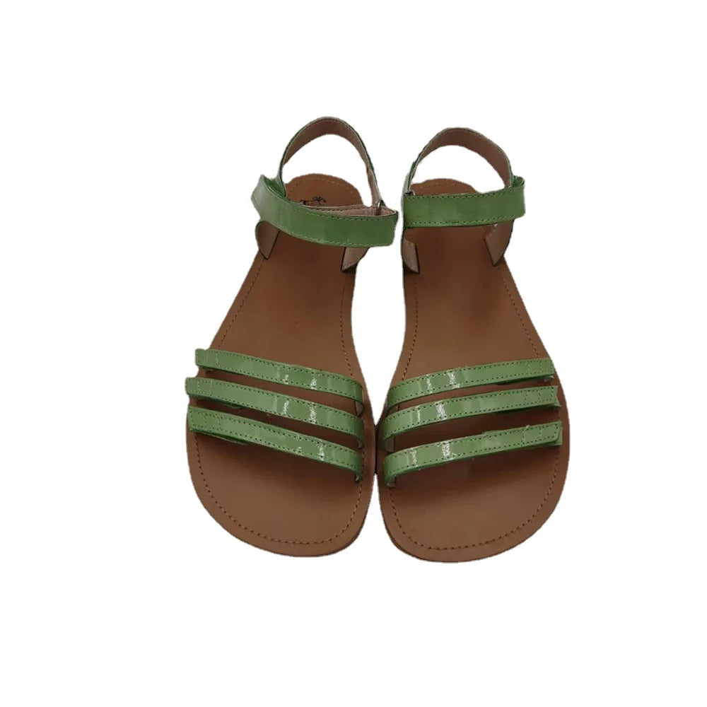 Tipsietoes 2025 Sprinng Barefoot Leather Flat Sandals For Women Shoes With New MInimalist Soft Sole