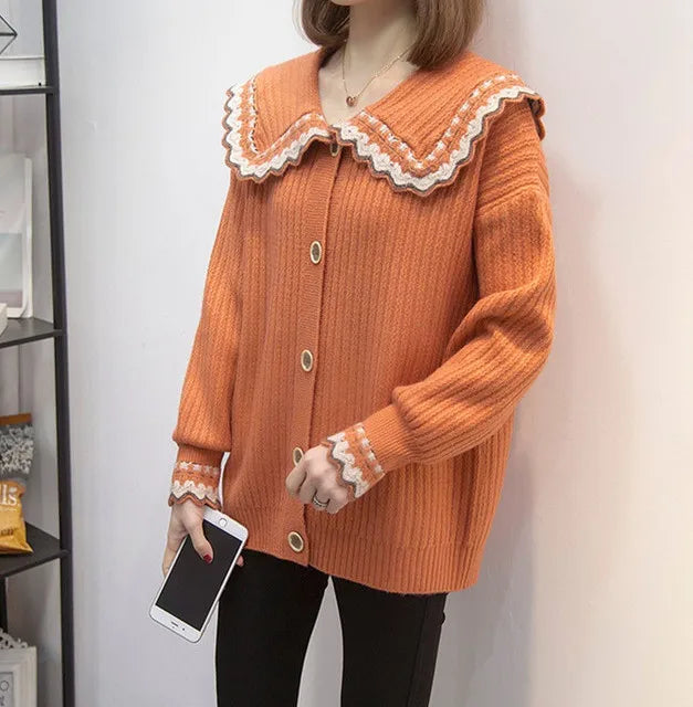 Knitted Sweater Woman Coat Korean Style Fashion 2025 New In Knitwear Office Wear Light Vintage Hot Trend Red Cardigan For Women