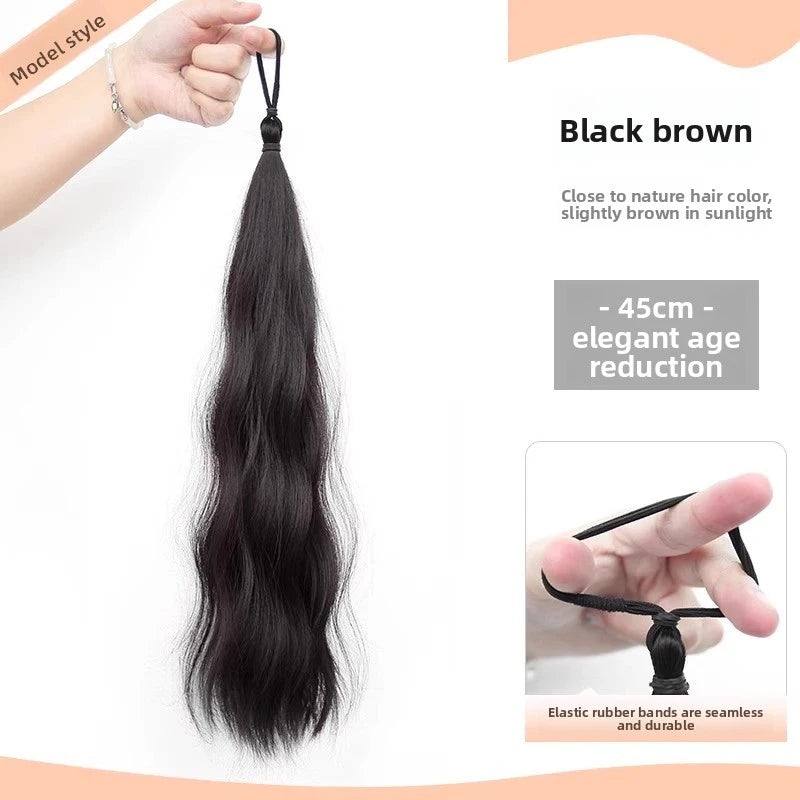 50cm Synthetic Self-Winding Hair Bundle With Elastic Loop DIY Hair Ponytail Bundle To Increase Hair Volume Bud Hair Bun