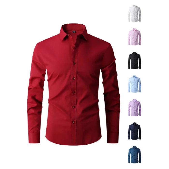 Lynett Lamar Men's Cotton-Blend Wrinkle-Free Long Sleeve Dress Shirt — Business & Office M–8XL