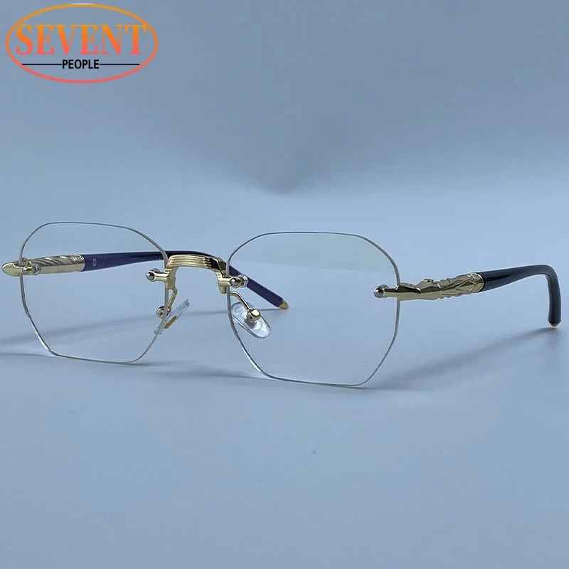 Steampunk Rimless Square Sunglasses Men 2026 Luxury Designer Vintage Metal Polygon Outdoor Sun Glasses Male Frameless Shades