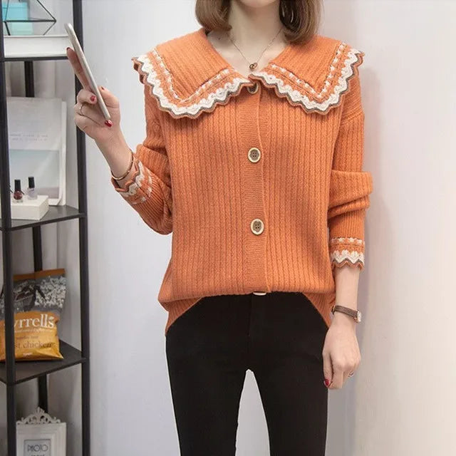 Knitted Sweater Woman Coat Korean Style Fashion 2025 New In Knitwear Office Wear Light Vintage Hot Trend Red Cardigan For Women