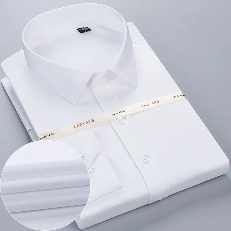 Lynett Lamar Men's Bamboo Fibre Long Sleeve Formal Business Shirt — Square Collar Plus Size Up to 8XL