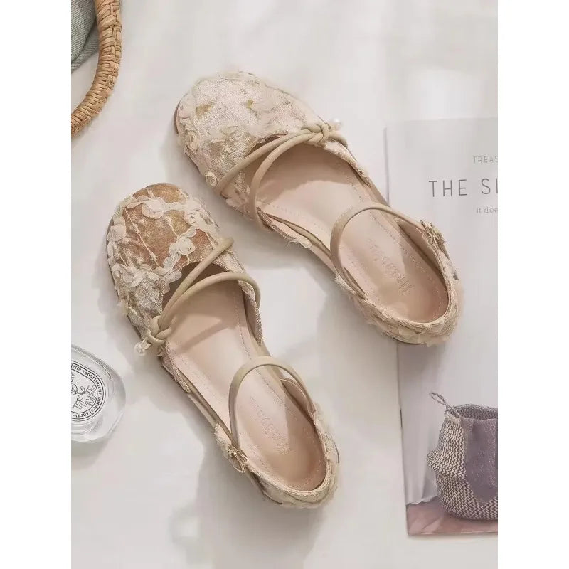 Women Flat Sandals Square Toe Loafers Shoes Woman 2025 Trend Elegant Dress Casual Shoes Soft Sole Comfort Summer Sandalias Mujer
