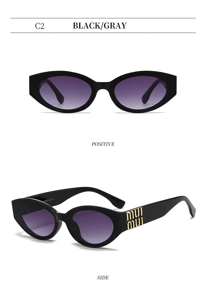 Luxury Glamour Sunglasses For Women And Men Oval Minimalist Fashion Brand Sun Glasses Unisex Stylish Shades UV400
