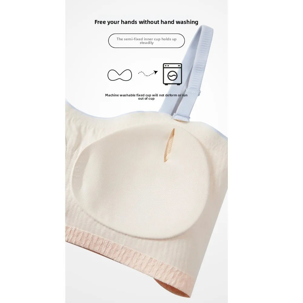 Lingerie Adjustable Wireless Bra Elastic Traceless Close-fitting Push Up Underwear Anti-sagging Gathered Breasts