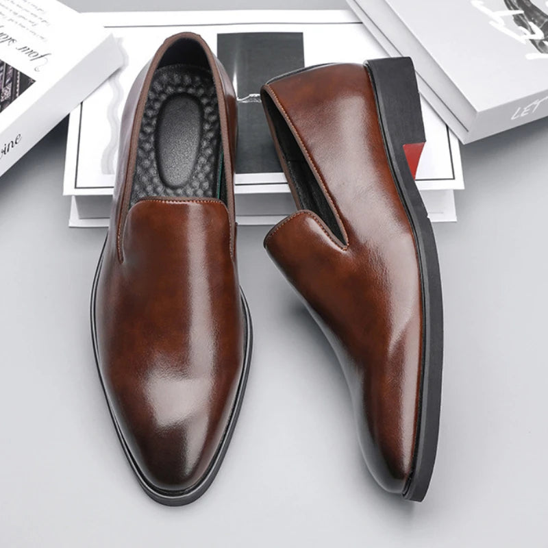 Red Sole Dress Shoes for Men Business Office Men Loafers Male Flats Driving Shoes Casual Moccasin Slip-On Wedding Leather Shoes