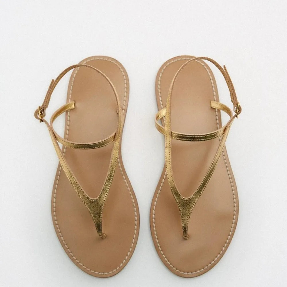 Flat Sandals for Women 2026 Summer Featuring A Simple and Fairy Like Style with A Single Strap and Clamped Toe Sandals for Women