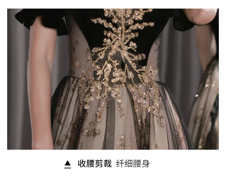 Elegant Women Evening Dress Light Luxury Vintage Appliques Long Banquet Gowns Female Formal Party Dresses Prom graduation dress