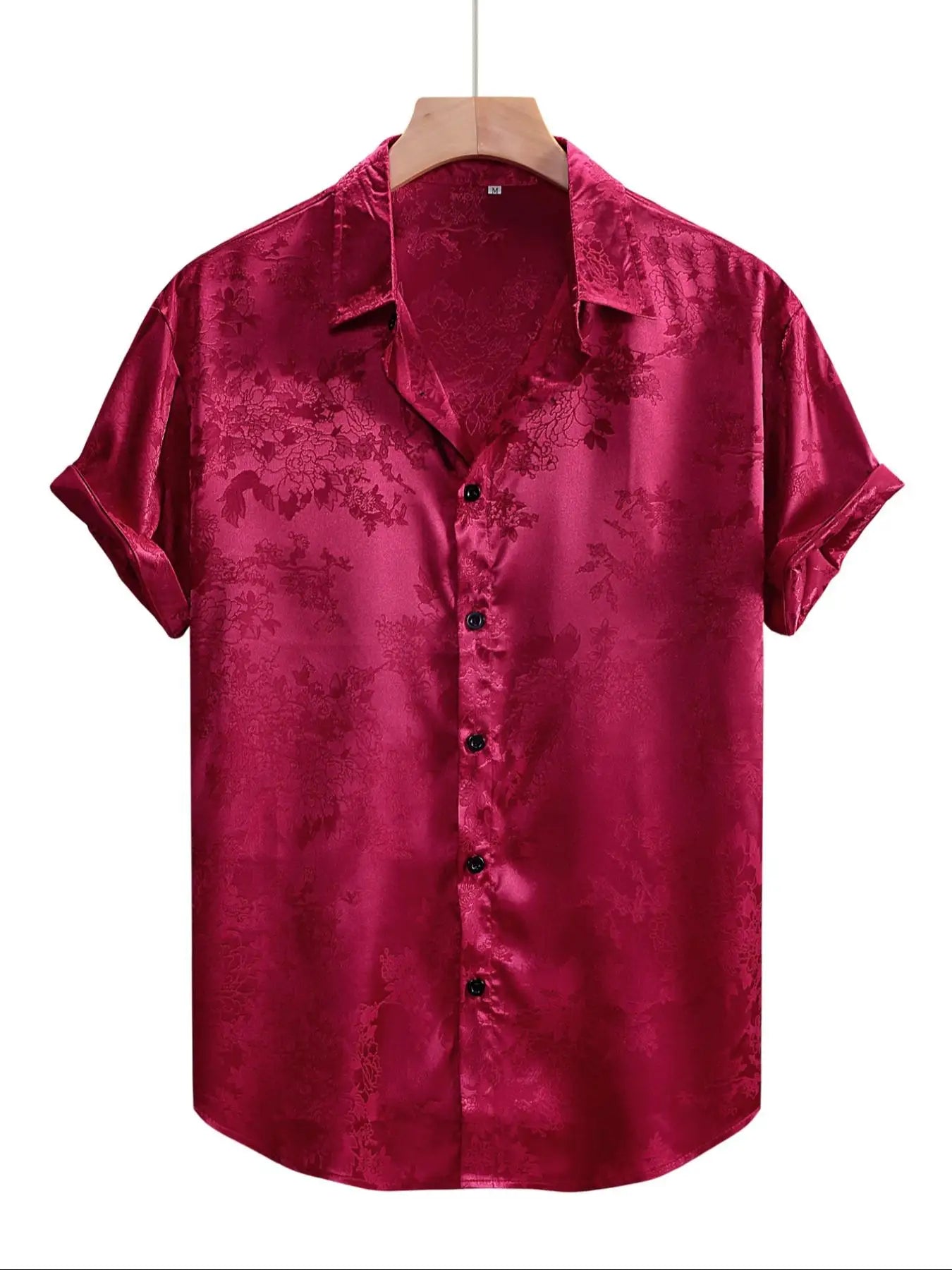 Men's Embroidered Shirt  Short Sleeve Shirt Casual Summer Beach Button Down Shirts
