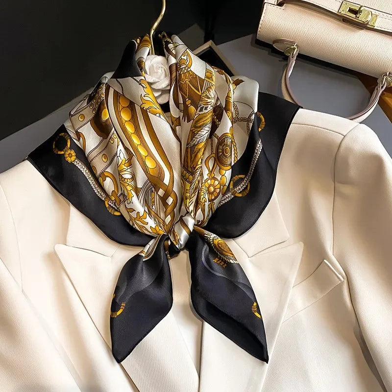100% Silk Scarf Women Mulberry Luxury High Quality Square Fashion Print Hair Neckerchief Lady Shawl Wraps Hijab Bandana Scarves