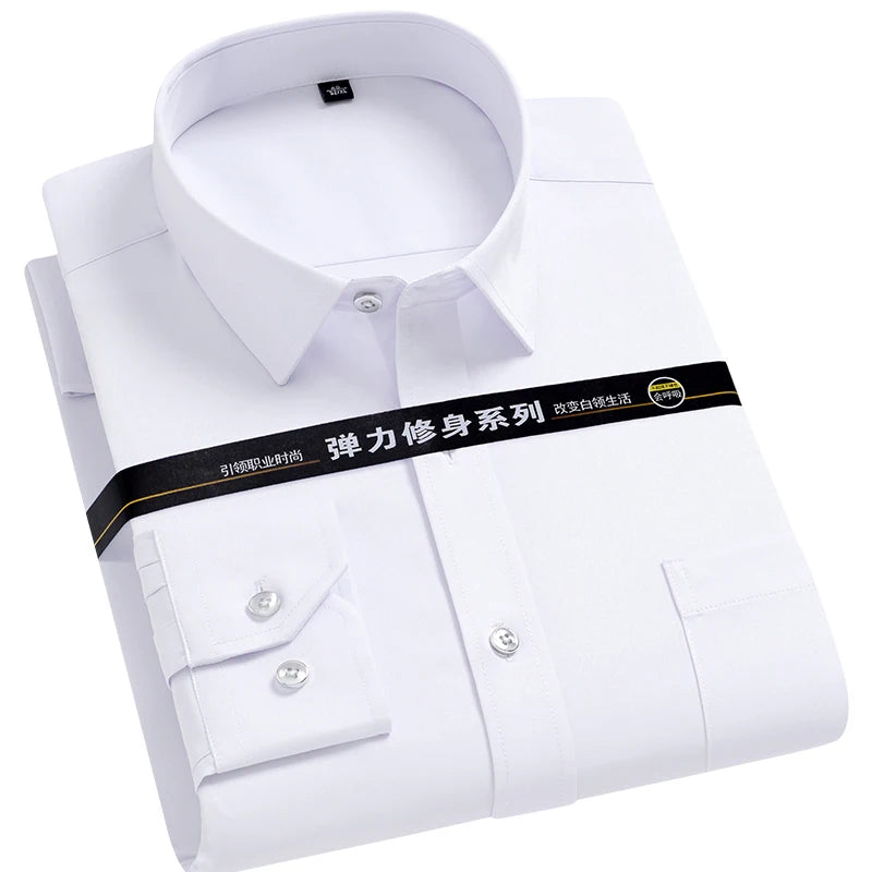 Lynett Lamar Men's Mandarin Collar Long Sleeve Dress Shirt — Patch Pocket Smart Casual Business S–4XL