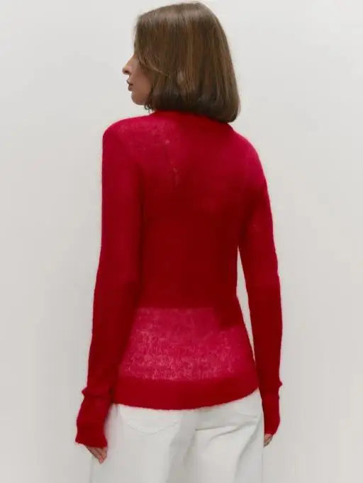 Women's Sweater 2025 Spring Autumn New Comfortable Round Neck Long Sleeve Casual Knitted Basic Semi Transparent Pullover Sweater