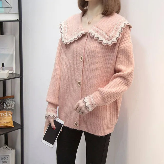 Knitted Sweater Woman Coat Korean Style Fashion 2025 New In Knitwear Office Wear Light Vintage Hot Trend Red Cardigan For Women
