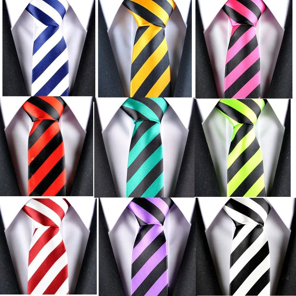 5CM Black White Striped Neckties For Men Formal Dress Neckwear Silk Imitation Narrow Neck Ties Women Shirts Casual Daily Cravate