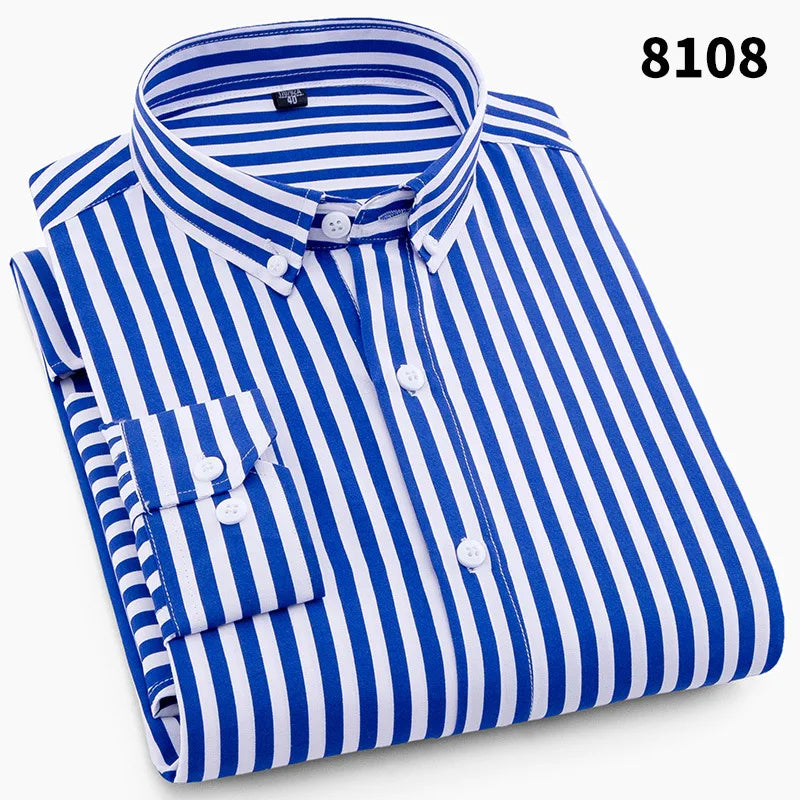 Lynett Lamar Men's Plaid & Striped Print Long Sleeve Casual Shirt — Regular Fit Business Social