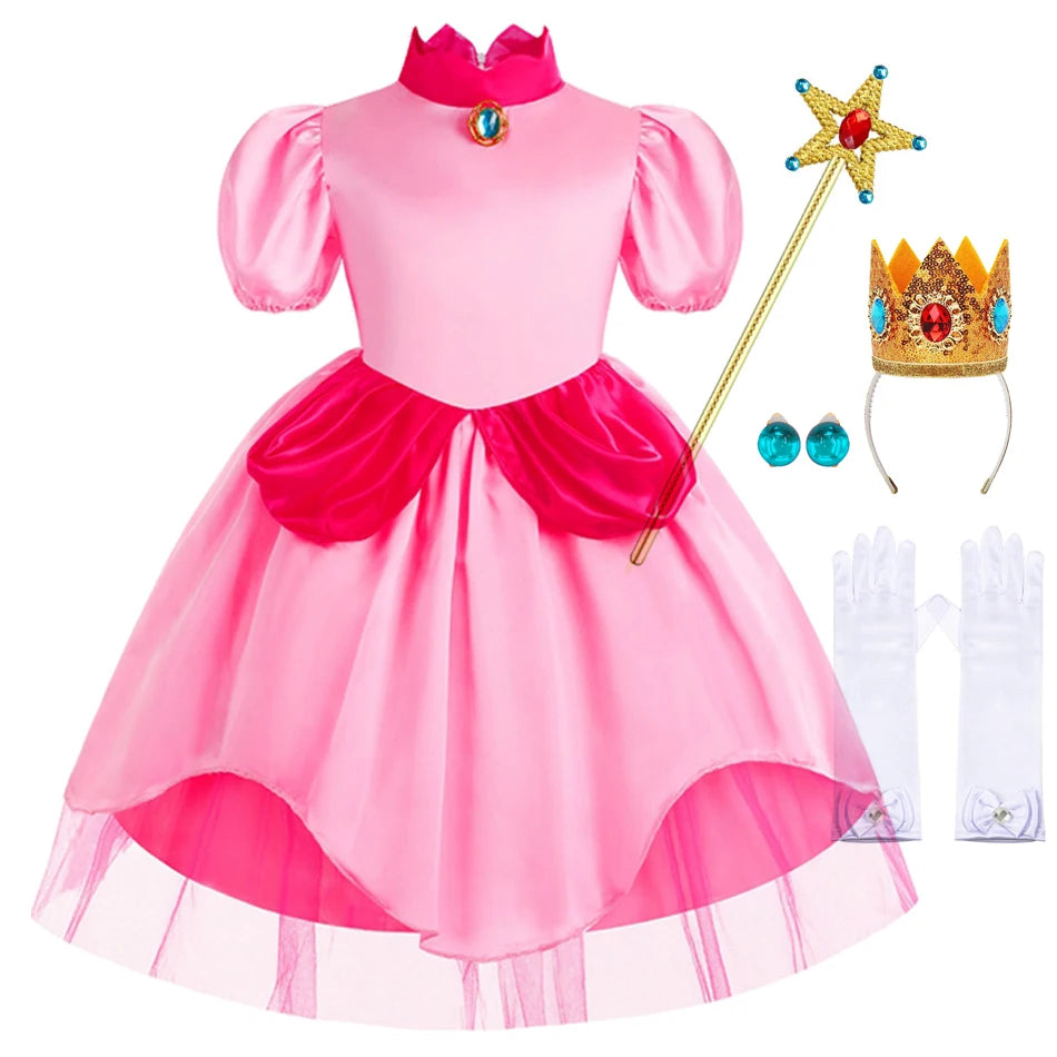 Peach Costume Kids Princess Summer Dress for Girls Party Dresses