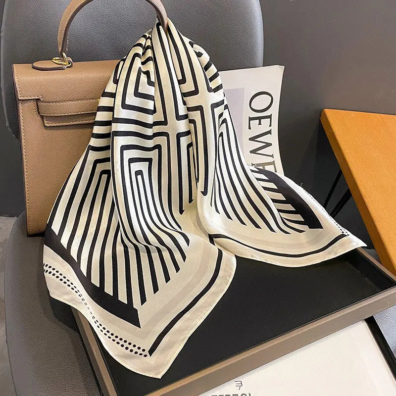 100% Silk Scarf Women Mulberry Luxury High Quality Square Fashion Print Hair Neckerchief Lady Shawl Wraps Hijab Bandana Scarves