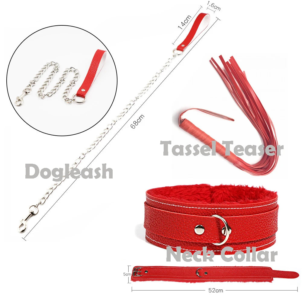 Couple BDSM Adult Toy Flirt Teaser Neck Collar Leash Sex Toy Set SM Slave Erotic Games Toys Tassel Spank Dog Role Play 18+ Toys