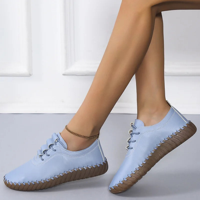 Flat Shoes for Women 2025 New Handmade Sewing Women Sneakers Fashion Casual Mom Shoes comfortable Women's Loafers Big Size 35-43