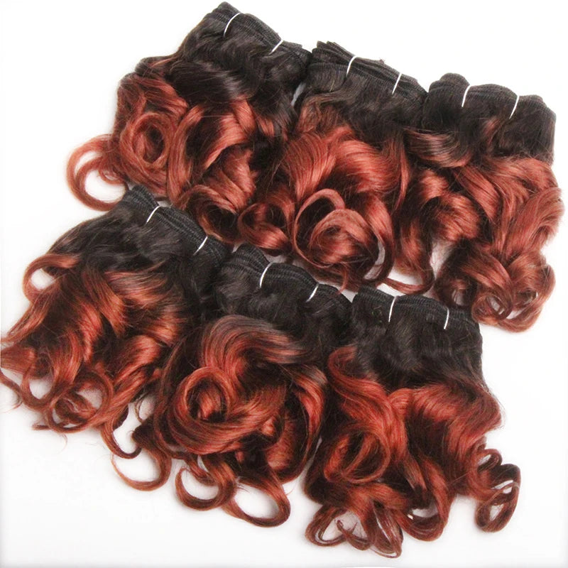Human Hair Bundles 6 Bundles Ombre Bouncy Curl Bundles For Women Natural Brazilian Hair Weaves 200G For A Full Head Blonde T1B30