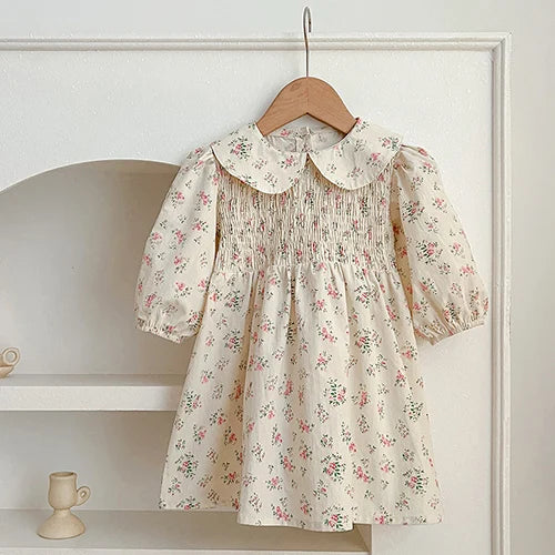 2025 New Spring Sister Dress 2-6Yrs Girl Party Dress Long Sleeved Cotton Mesh Splicing Kids Princess Dresses Children Clothes
