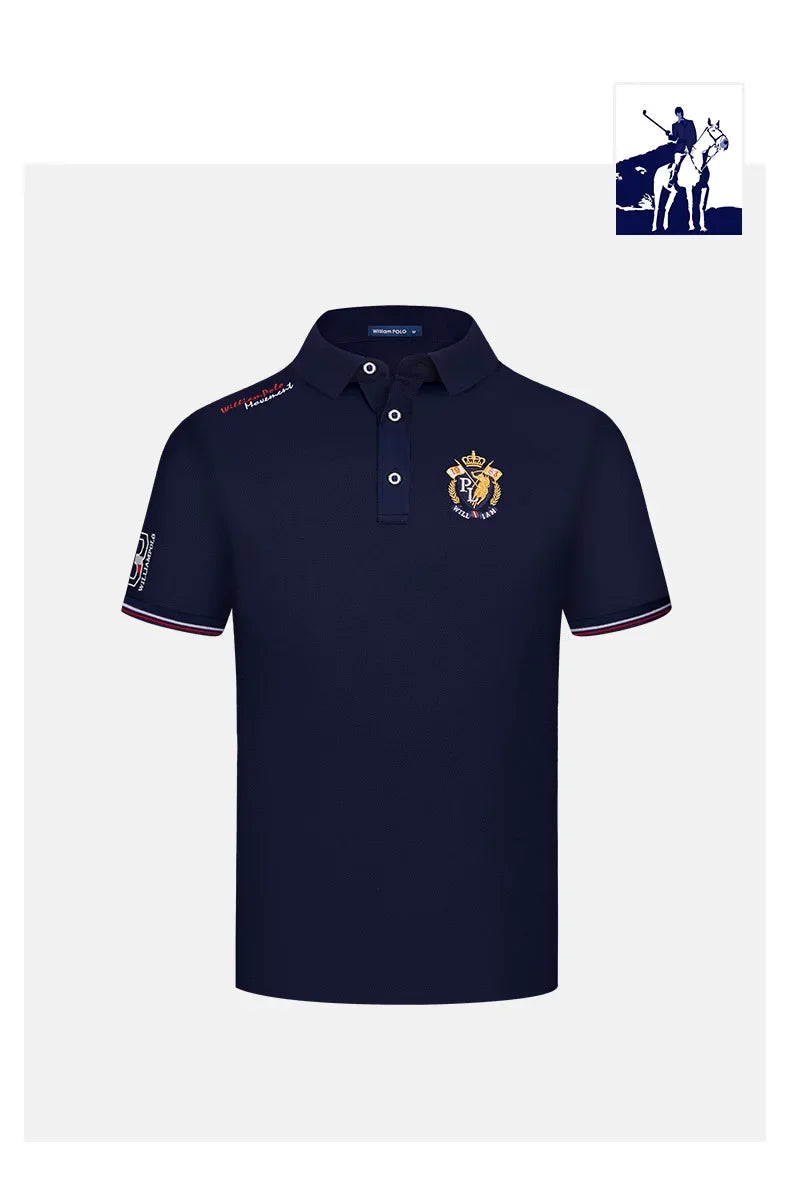 polo shirt men's short-sleeved men's clothes Summer men's business casual middle-aged dad shirt summer Paul shirt royal blue