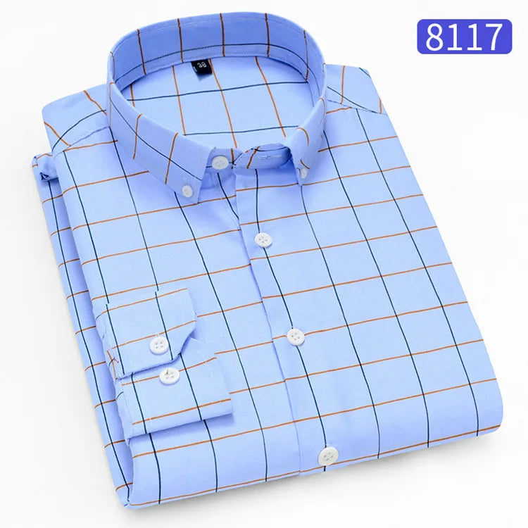 Lynett Lamar Men's Plaid & Striped Print Long Sleeve Casual Shirt — Regular Fit Business Social