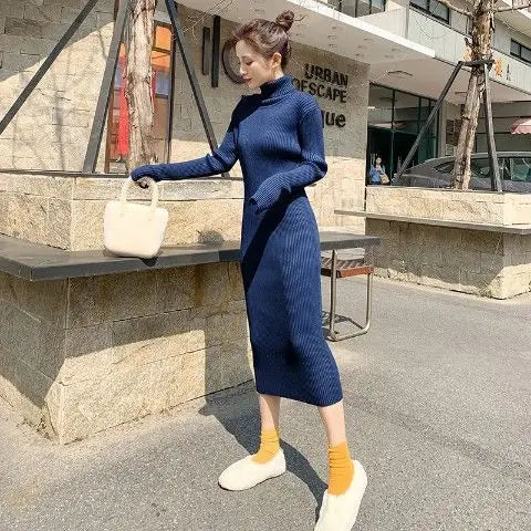 Dresses for Women Sexy Daring Long Clothes Knitted Woman Dress Turtleneck Robe Maxi Brown Bodycon Evening Crochet Harajuku Sale