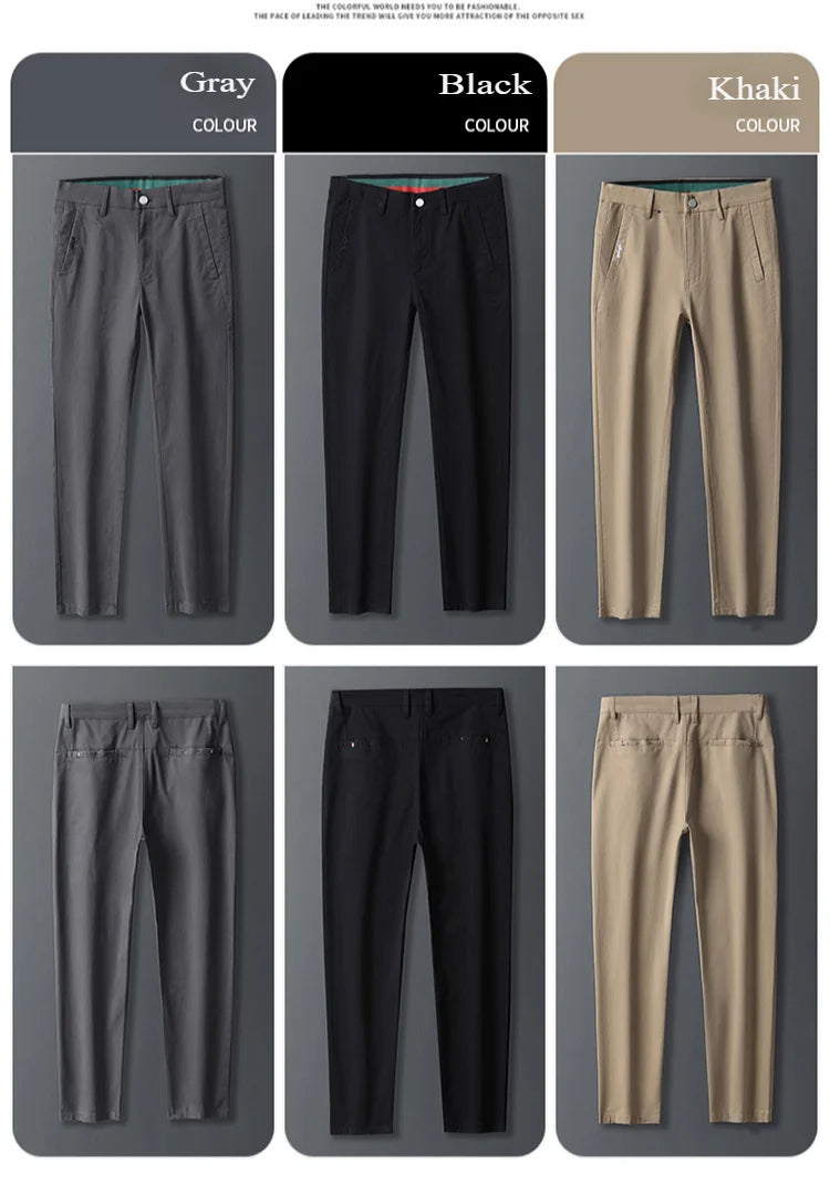 Business Casual Trousers Men's 2024 Autumn New Men's Clothes Work Pants Male Formal Dress Straight Pants Black Gray Khaki