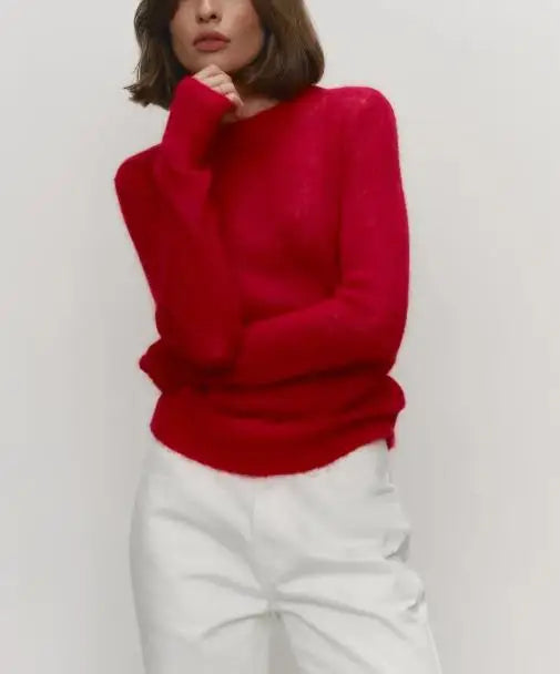 Women's Sweater 2025 Spring Autumn New Comfortable Round Neck Long Sleeve Casual Knitted Basic Semi Transparent Pullover Sweater