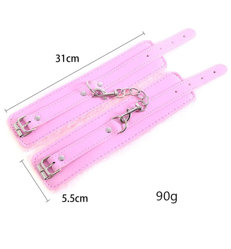 Adults Games sex toys  PU Leather Whip Flogger Plush Sex Handcuffs combination Bondage Slave Exotic Accessories Toys